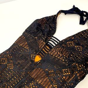 Massimo Black Crochet One-Piece Swimsuit